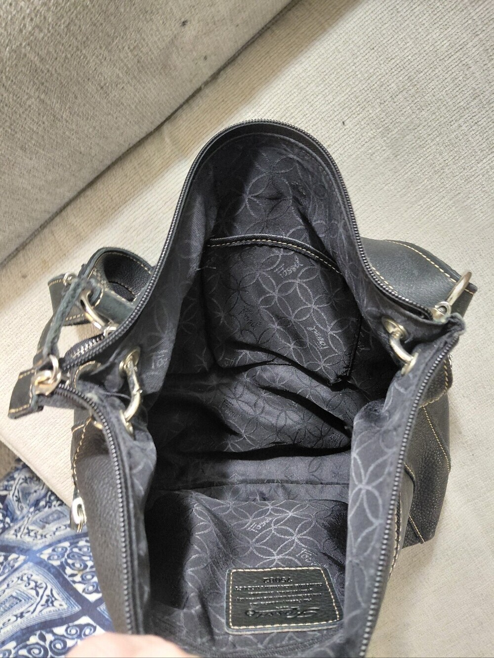 Fossil Black Leather Messenger Crossbody Shoulder Bag - Picture 6 of 13